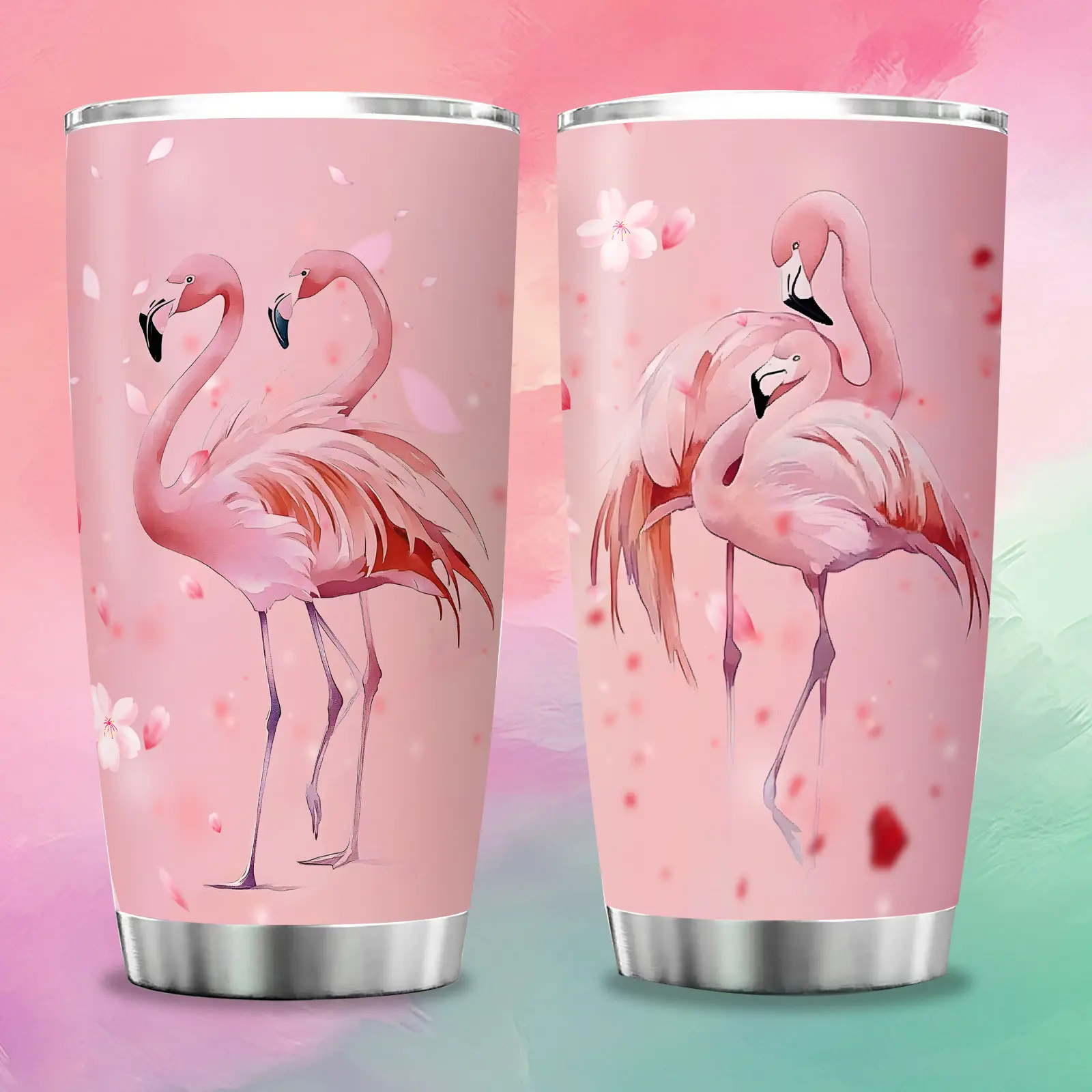 1pc 40oz Stainless Steel Double-Walled Insulated Drink Flask Tumbler - Pink Flamingo Design, Love-Themed Gift for Teachers, Holiday Gifting Option, Flasks, Insulation