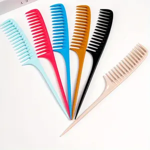 Professional Multi-color Pointed Tail Comb, Anti-static Plastic Styling Brush for Dyeing and Combing, Heatless Styling Tool for Salon