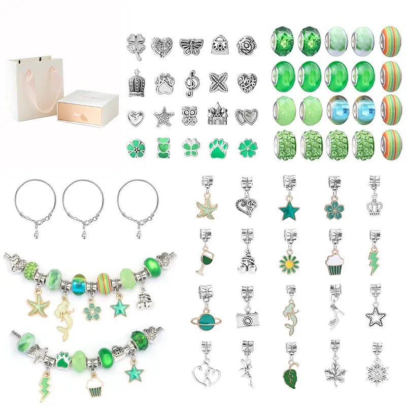 Green DIY Beaded Bracelet Kit