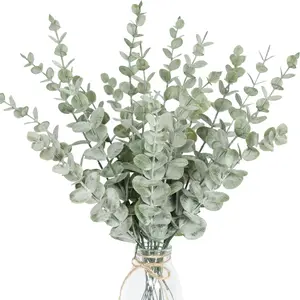18 Piece Artificial Eucalyptus Stems, Decorative Fake Greenery Flowers Decorations for Home Office Wedding Christmas Table Centerpiece, Durable Plastic Plants