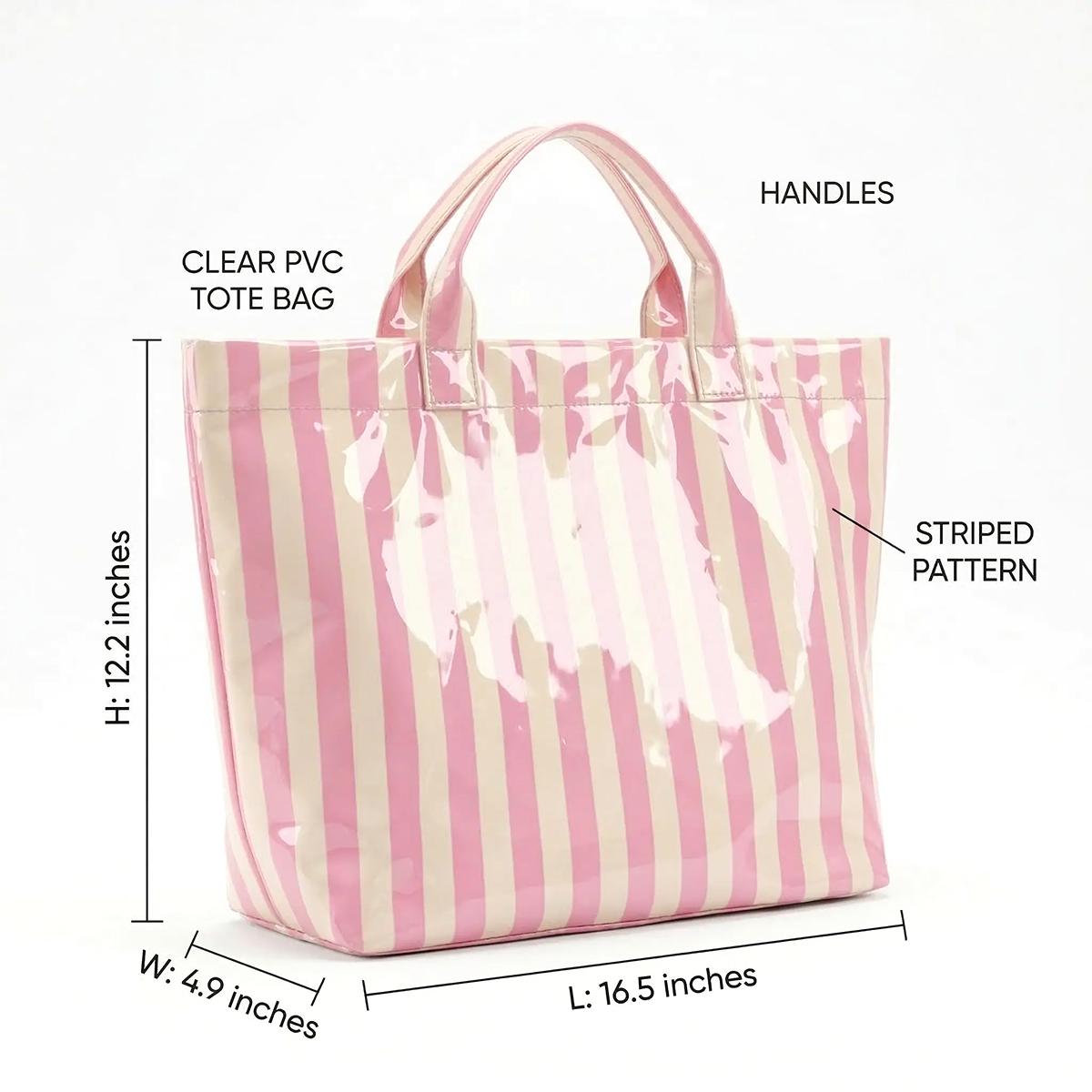 Striped tote bag, Stylish and lightweight handbag, large-capacity portable travel shoulder bag for commuting