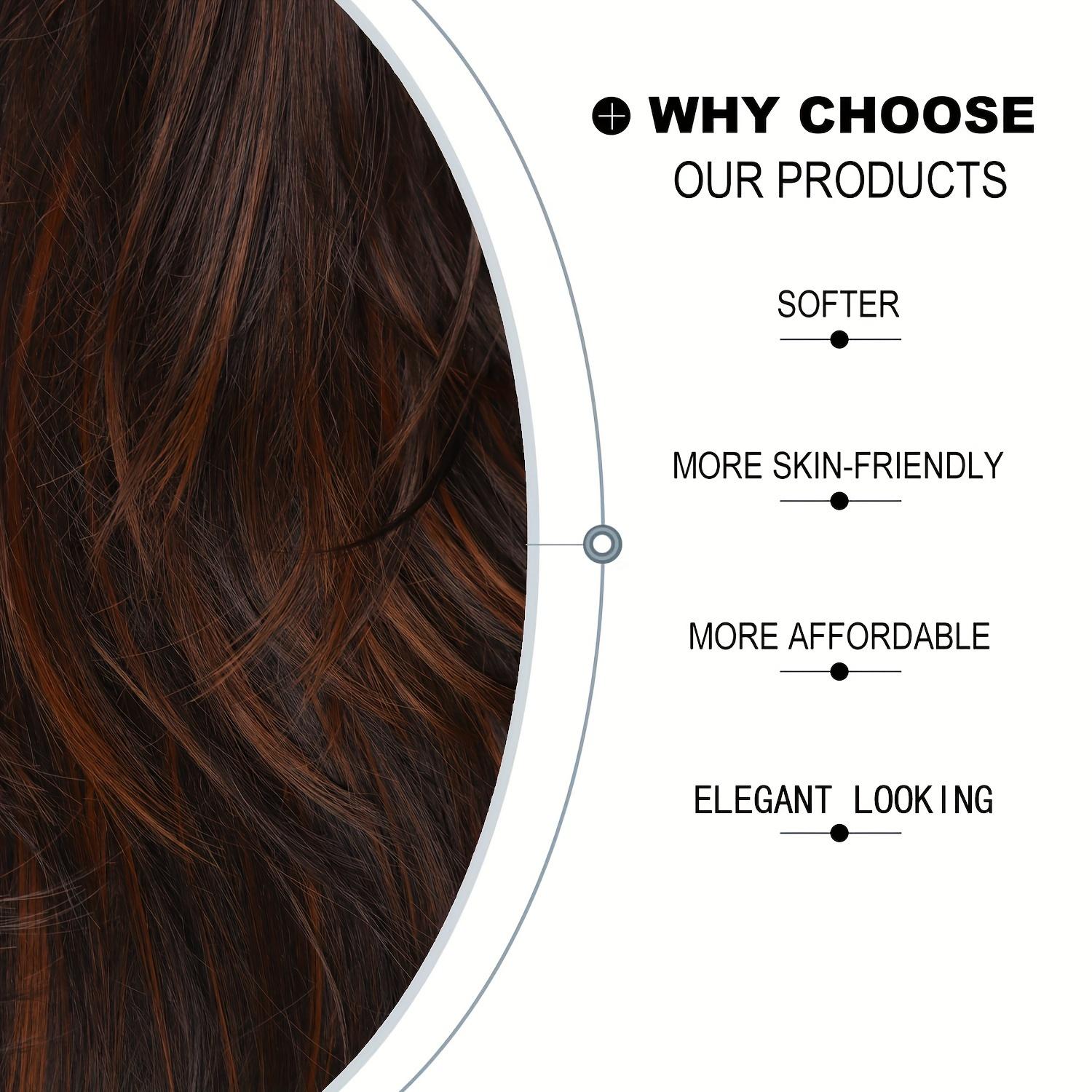 [Elegant Hair] Highlight Brown Layered Wig Straight Wear and Go Synthetic Wig High Quality Glueless Wigs for Women Heat Resistant Fiber Daily Use Women's Day