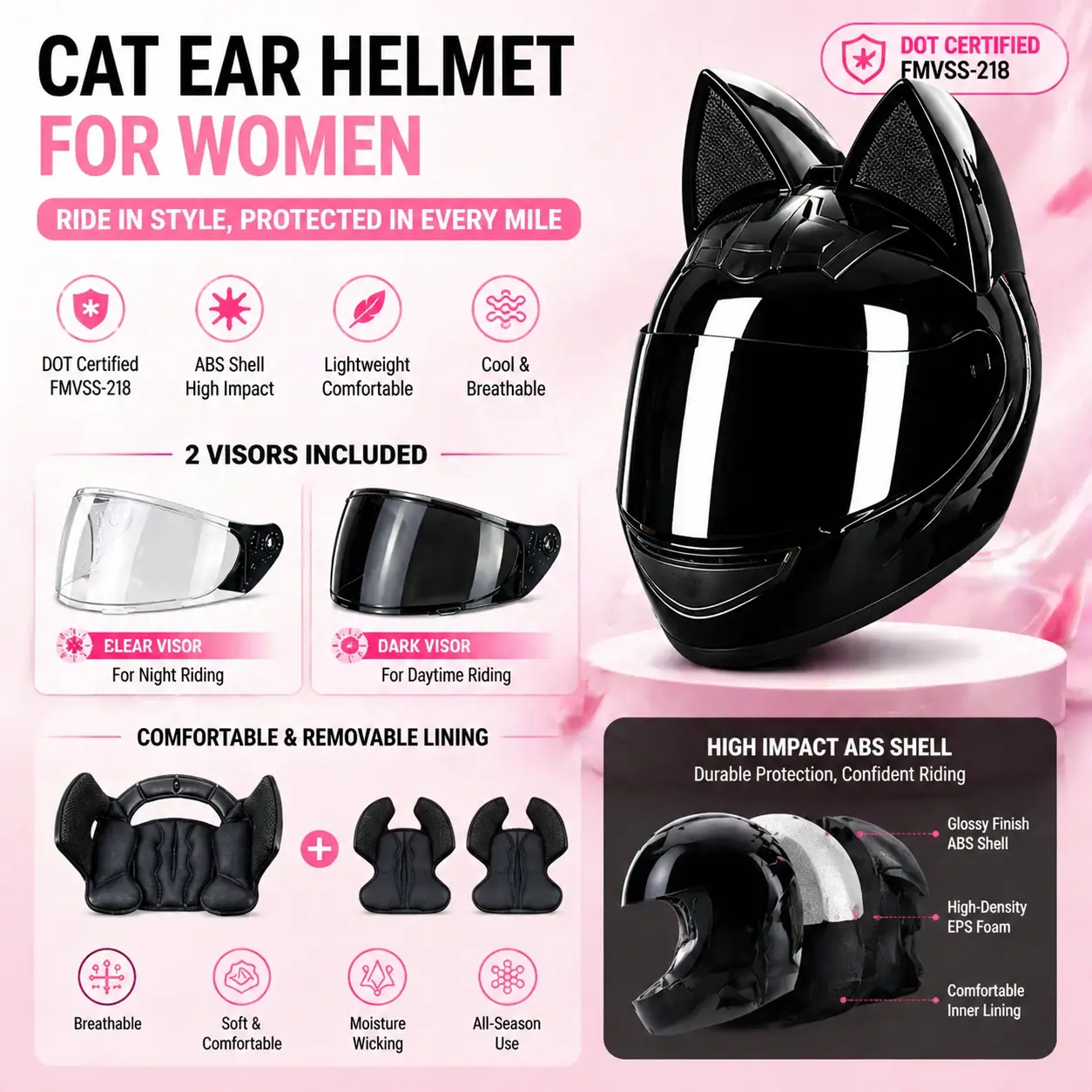 ears for motorcycle helmet 2 Pieces Cat Ears Furry Cat Ears Helmet Horns Helmet Accessories Helmet Decorations Style 1 : Automotive Made of quality TPU material Travelwant 2Pcs Cat Ears for