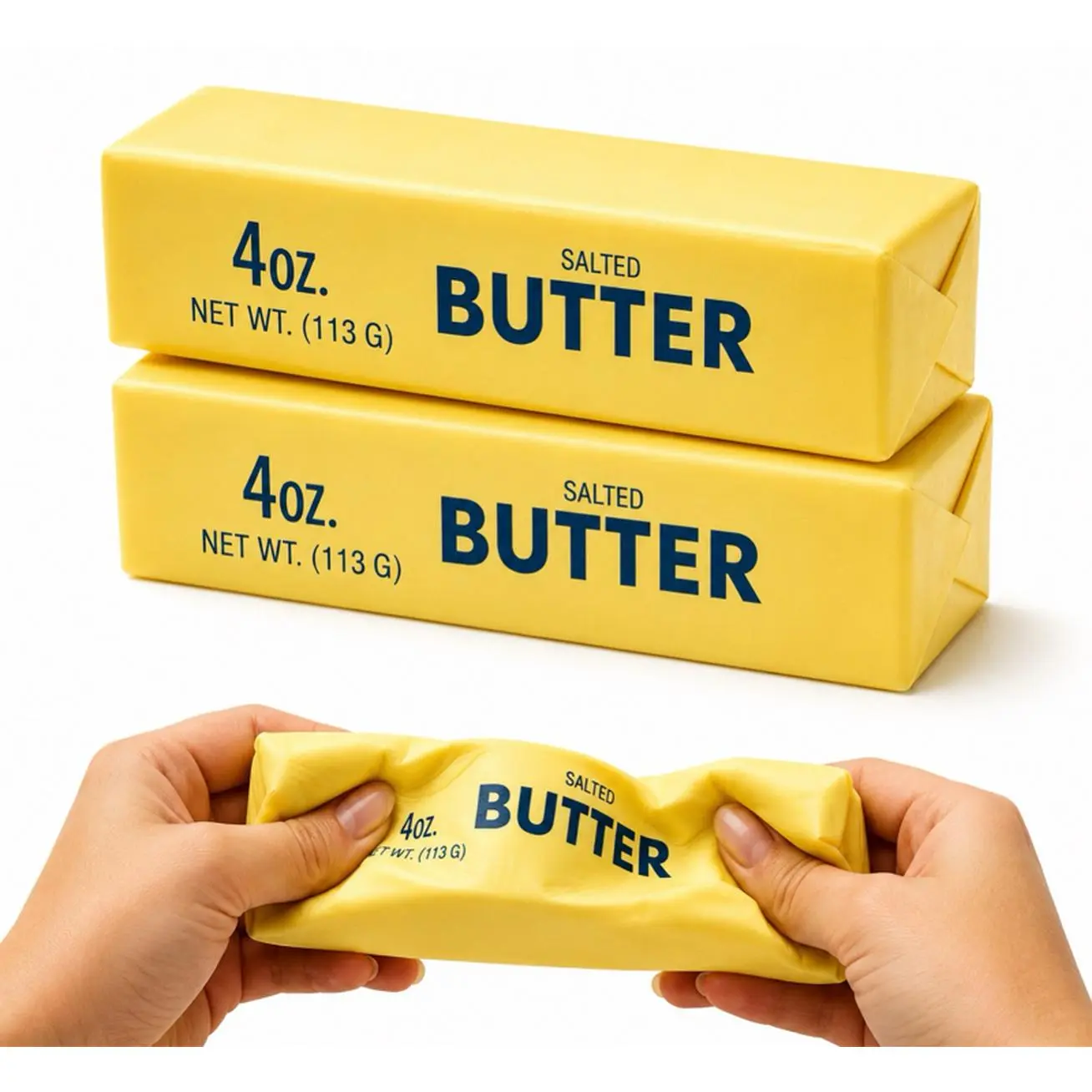 Butter Squish Toy - 4oz Salted Butter Design - Fun and Interactive Toy for Kids - Perfect for Playtime and Sensory Activities