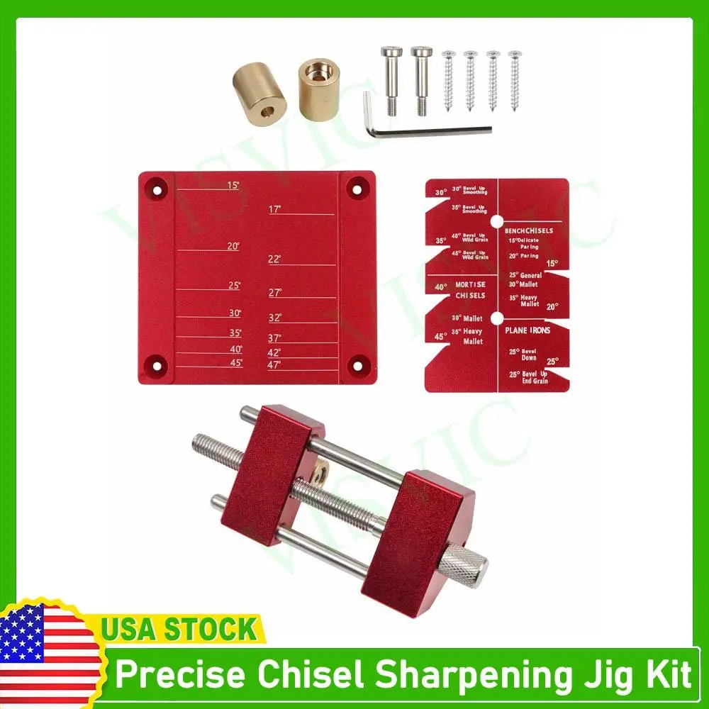 Aluminum Alloy Chisel Sharpening Jig Kit - Automotive & Motorcycle Engine Transmission Repair Precision Tool, Adjustable Angles, Edge Alignment, 5/32"-3" Chisel Honing Guide for Wood Carving Woodworking