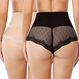 Women Thong Shapewear Tummy Control Panties Girdle Body Shaper Mid Waist Seamless Shaping Lace Back Panty Underwear