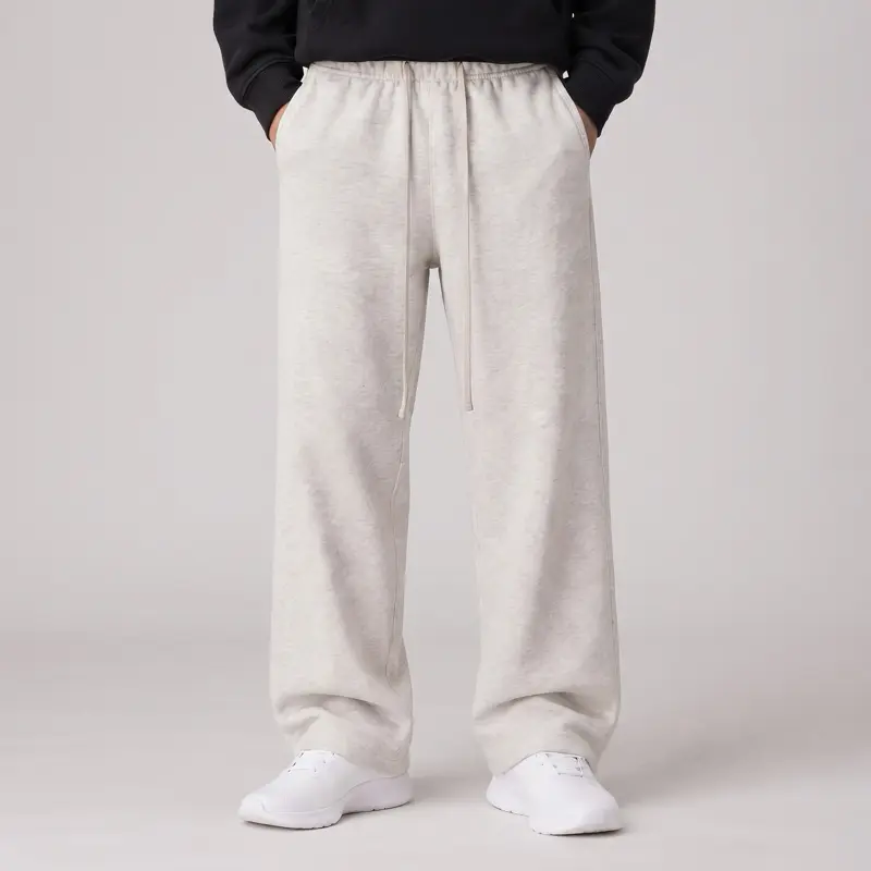 Men's Uncuffed Relaxed Fit Cotton Sweatpants - Stretch Fabric Basic Activewear Bottoms with Comfortable Style for Gym, Lounge Use