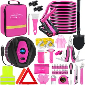 Car Emergency Kit With Portable Air Compressor - Roadside For  Winter Safety Assist Teen Girl And Ladies M-75