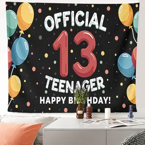 1pc 13th Official Teenager Happy Birthday Tapestry for Bedroom Living Room Dorm Party Backdrop - Vibrant Colors Wall Hanging, Modern Aesthetic Wall Decor Gift