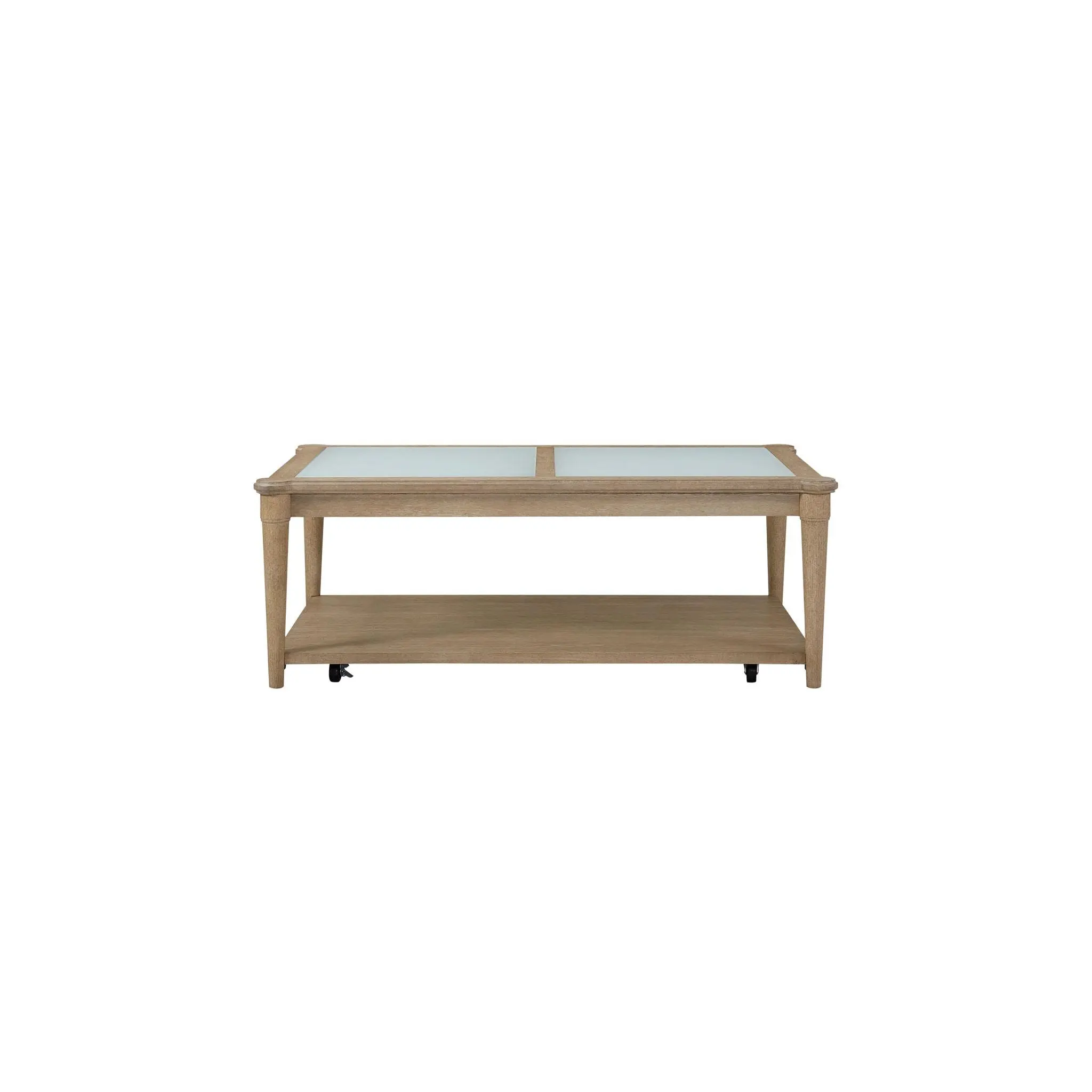 Frosted Glass Top Cocktail Table With Casters - Sand
