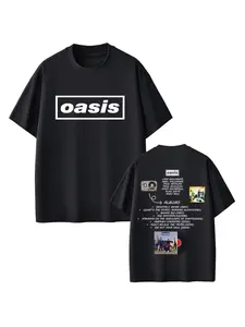 O-Oasis T-shirt British Rock Band T-shirt Men's and Women's Casual Oversized T-shirt Men's Short Sleeved T-shirt Summer Men's and Women's Fashion Trend Loose Large High-quality Top Comfortable and Breathable Round Neck Pullover Short Sleeved Y2K Street