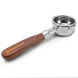 CrossCreek 58mm Espresso Bottomless Portafilter with 2 Ear | Fits La Marzocco Espresso Machine | Food Grade Stainless Steel Basket and Walnut Handle | 58mm Espresso Machine Accessories