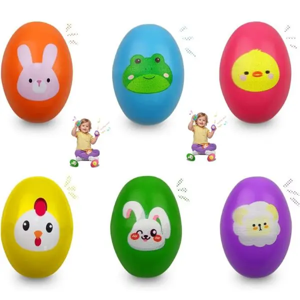 Easter Wooden Egg Shakers – Musical Percussion Toys for Kids & Toddlers | Easter Basket Stuffers, Gifts & Party Favors
