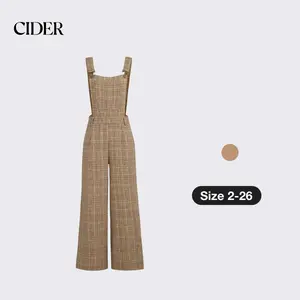 Cider [size 2-26] Houndstooth Square Neck Buckle Up Jumpsuit