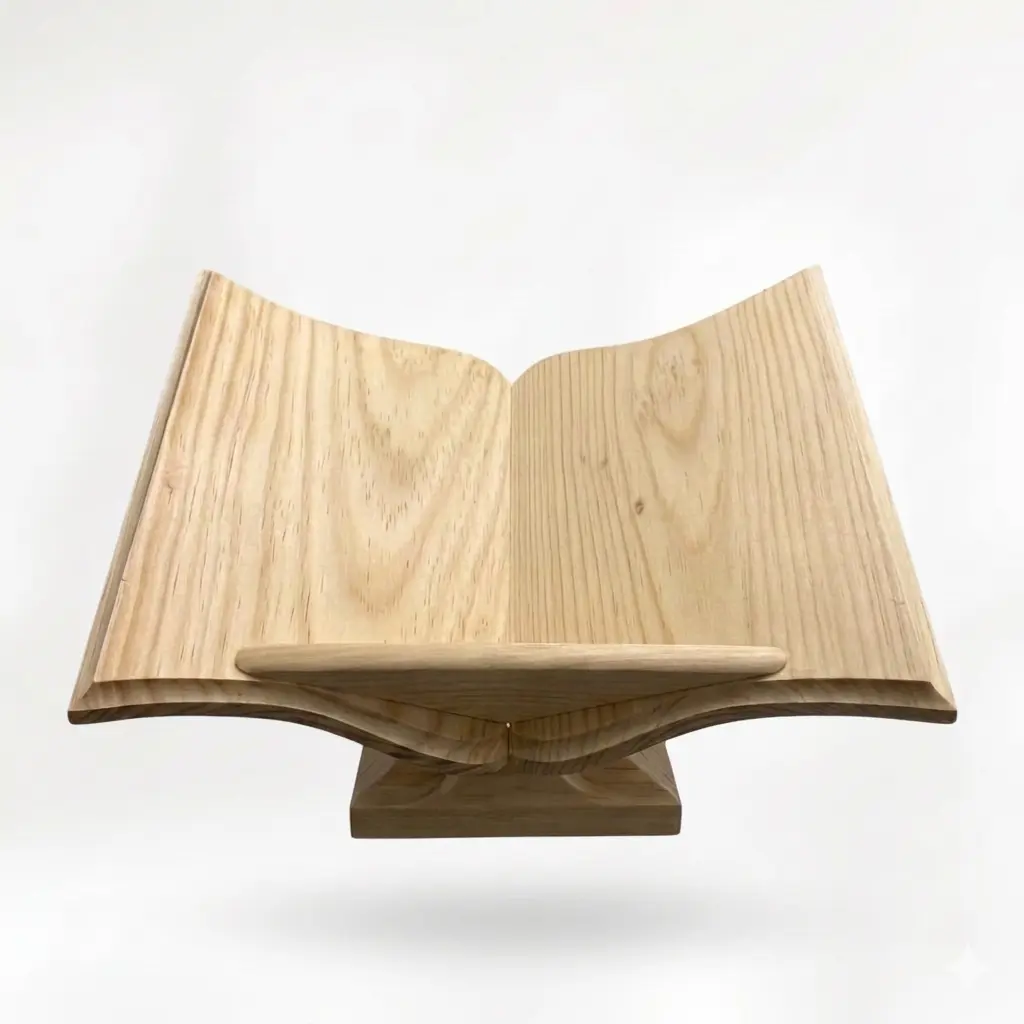 Natural Wood Christian Bible Holder Stand - 12x10in Compact Size, Elegant Christianity Religious Decor, Indoor Bible Display, Personal Gift for Home Use
