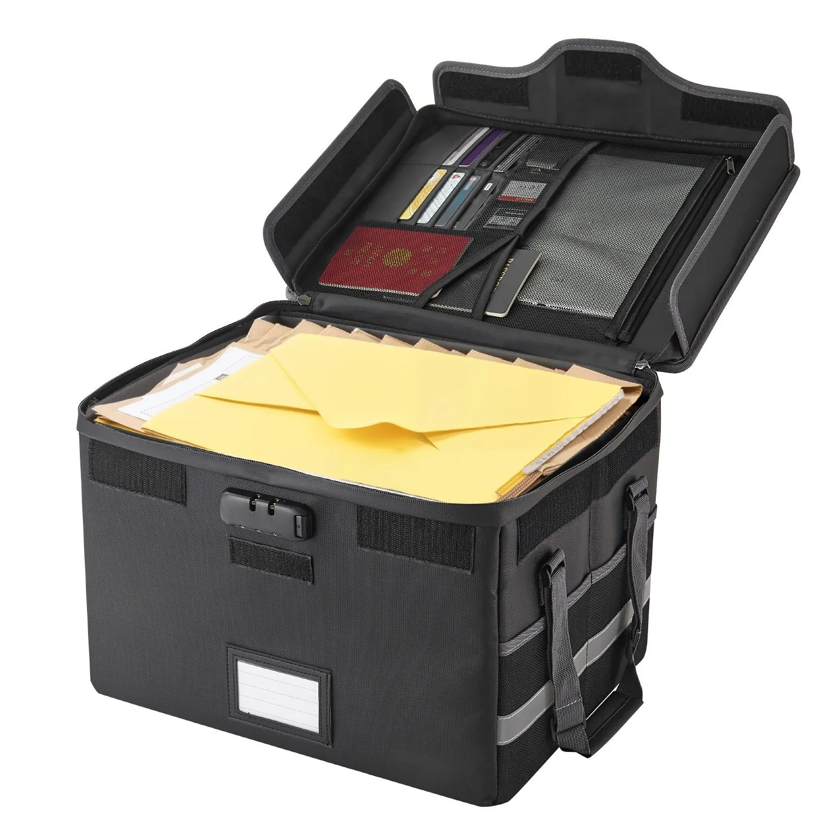 Fireproof Document Box, 1832 ℉ Heat Insulated Fireproof & Waterproof Box With Lock, Portable File Storage Security Organizer Home Office Travel Use, For Passports, Important Documents & Files