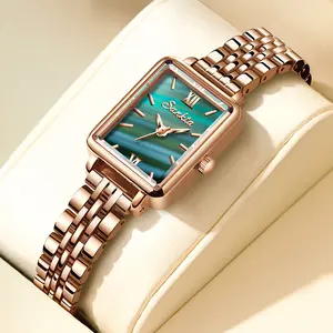 LIGE Agate Texture Vintage Design Roman Numerals Square Dial Women's Watch Perfect Gift for her Jewelry Fashionable Wristwatch