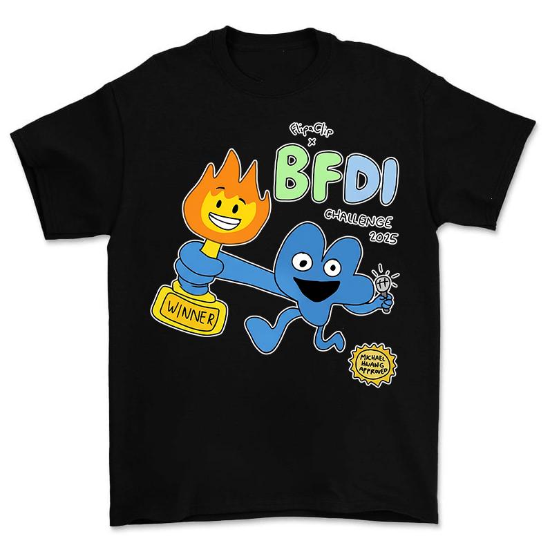 Flipaclip x BFDI Challenge 2025 Winner Shirt Animated Object Show Meme Graphic Trendy Streetwear