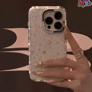 Chic Clear  Cover Adorned with Glittering Rhinestone Star Sequins, Compatible with for iphone 17 Pro Max/16/15/14/13/12/11 And Various Other Models.
