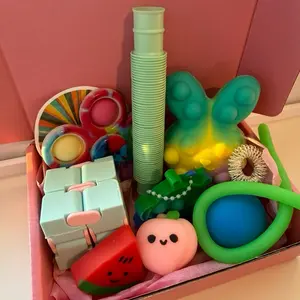 Viral Sensory Fidget Box - Hand-Packed with 6-8 Stress Relief Toys in Pink Theme for Relaxation & Focus - Perfect Gift for Birthdays or Rewards