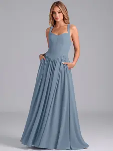 Azazie Francis Sweetheart Corset A-Line Floor-Length Bridesmaid Wedding Party Chiffon Dress