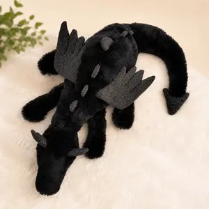 Jellycat Onyx Dragon Stuffed Animal, Medium 19.7 inches - Mythical Black Plush Toy - Classic Children's Gift