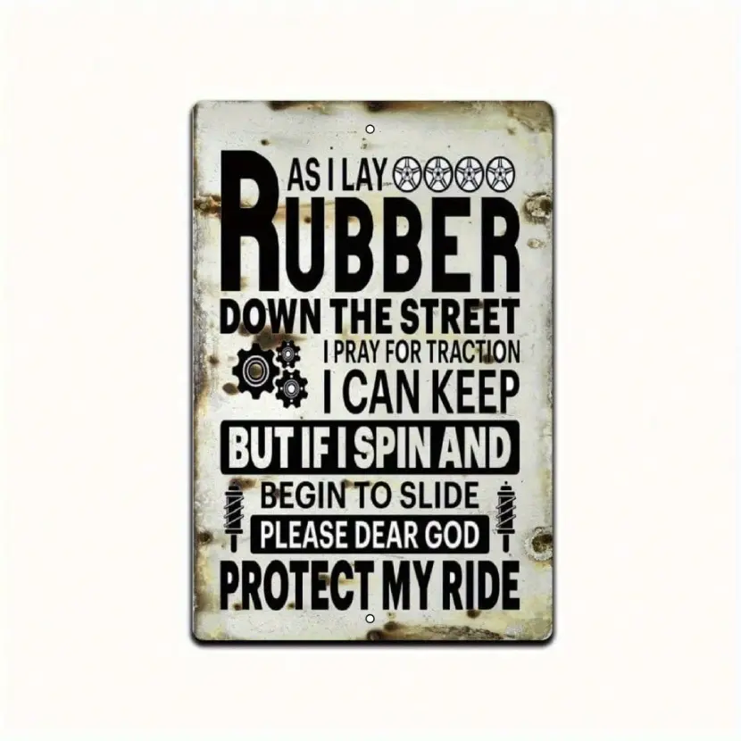 Vintage Racing Prayer Aluminum Sign Heavy-Duty Garage Decor For Man Cave Auto Shop Wall Art Rustic Finish Room Decor Home Decor Car Enthusiast Vintage Garage Signs