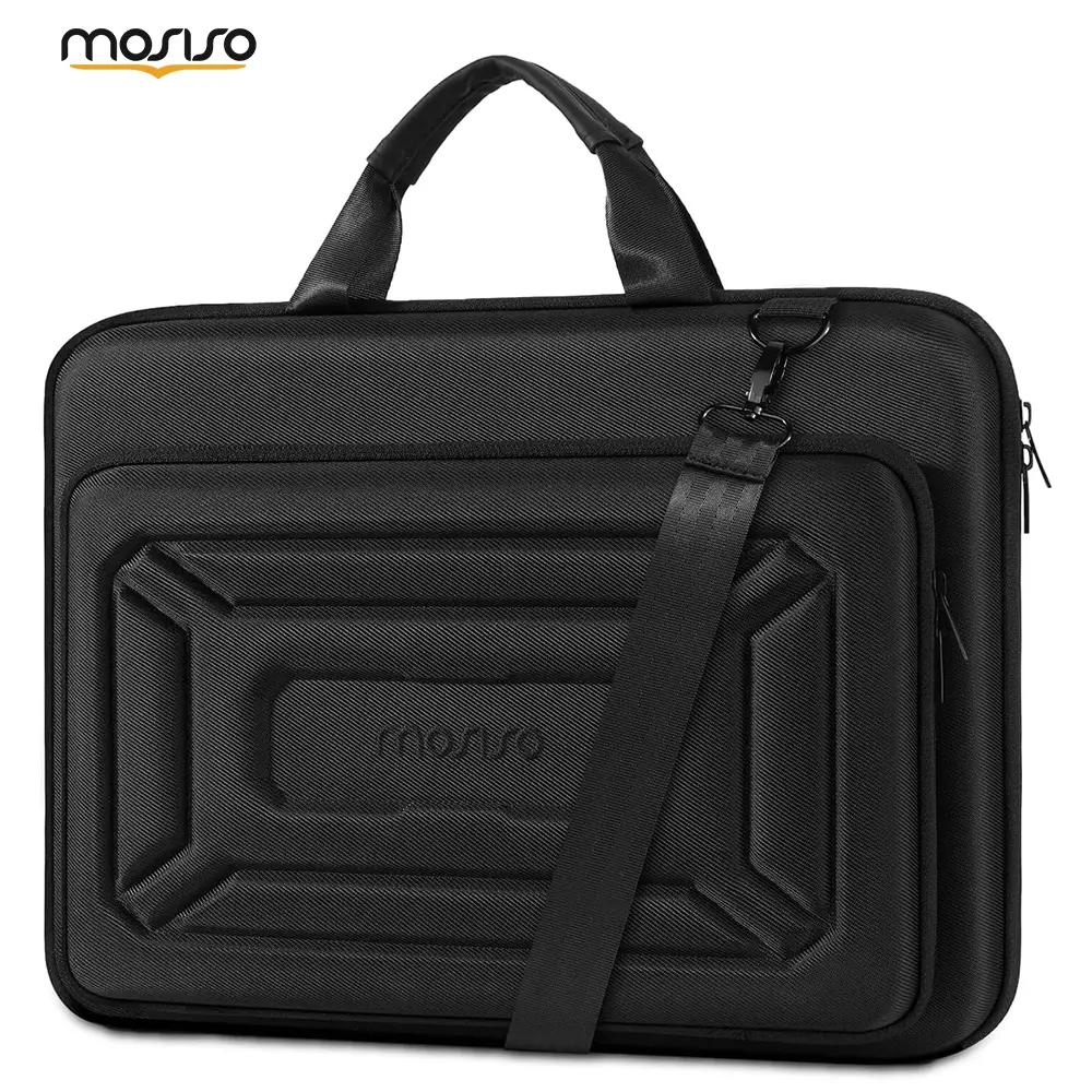 MOSISO Velvet Dustproof Business Hard Shell Laptop Bag for Men, 15-16 in Geometric Splicing Design, Zipper Closure, Adjustable Strap, Front Raised Pocket, 16.14x11.41x2.36 in, Compatible with MacBook, HP Omen/ProBook, Dell, Lenovo, Asus 15.6 in Laptops, E