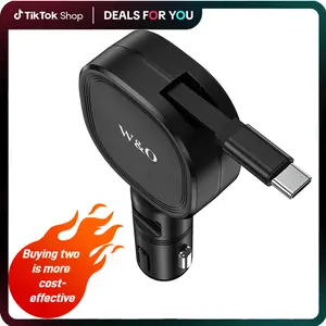 W&O Retractable Car Charger 45W Fast Charging 70cm Cable USB A Port Compatible with iPhone 17 16 15 14 13 Pro Max Samsung S25 iPad Tech Gadgets 2026 Birthday Gifts for Men