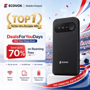 【Deals For You Days】ECOVOX Wireless WiFi Hotspot, 4G LTE Pay-as-You-Go Portable Internet Device, No SIM Card/Contract, Auto Network Switching, 1-Port Single-Band, 9 Connectable Devices, Free 1GB Local Data for Campers