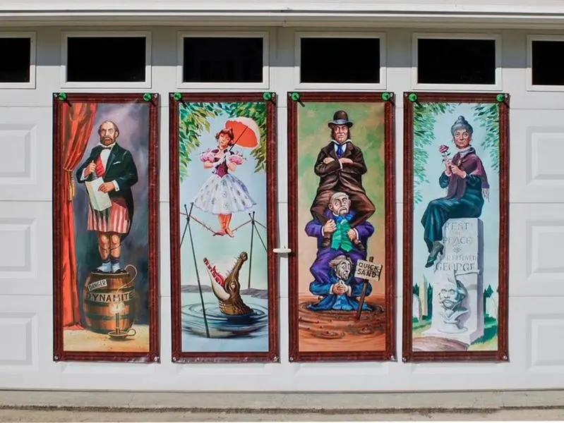 Haunted Mansion Stretching Portrait Banners: Halloween Decor (Set of 4)