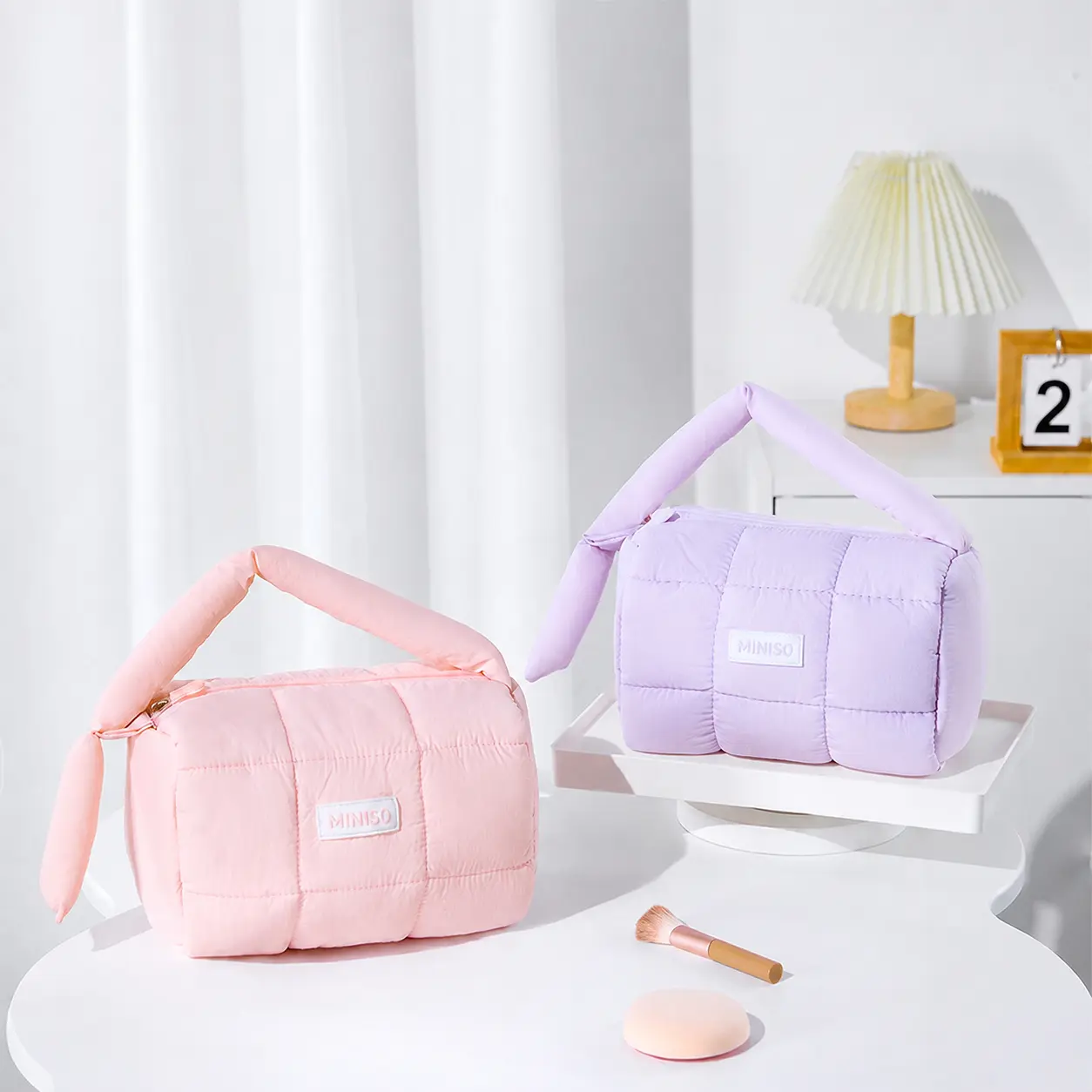 MINISO Puff Series Portable Handheld Storage Bag - Cute, Lightweight Makeup Pouch for Purse, Cosmetic Travel Bag for Daily Use, Cosmetic Travel Bags