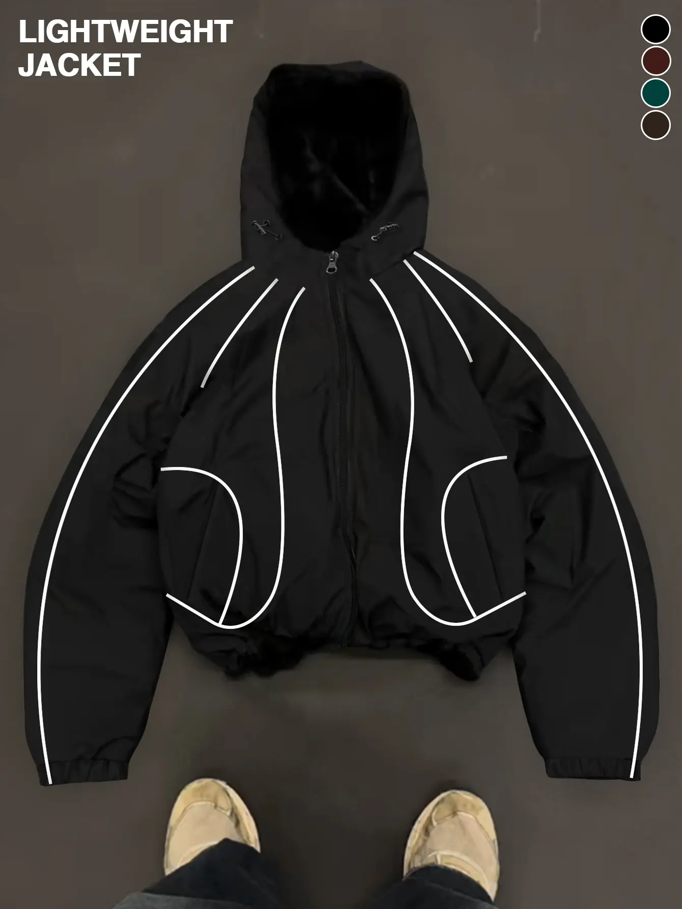 Men’s Autumn/Winter Hooded Jacket with 3D Topstitching, Loose Casual Color-Block Sports Jacket, Available in Four Colors