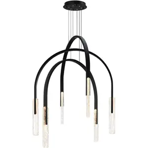 CWI Lighting Curva LED 38 inch Black Chandelier Ceiling Light 1725P38-6-101