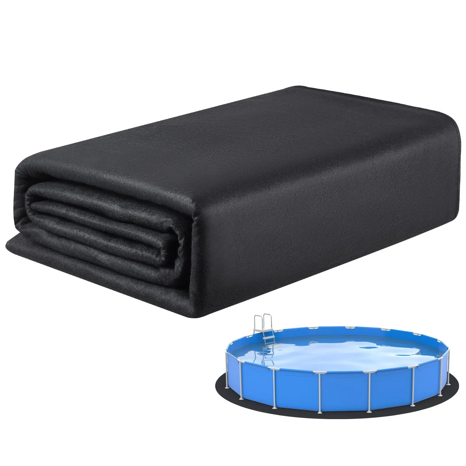 VEVOR 12ft Round Above Ground Swimming Pool Liner Pad - Extra Thick Non-Woven Fabric Mat, Durable, Puncture-Preventing, Waterproof, Easy Install, Dustproof Pool Safety Accessory
