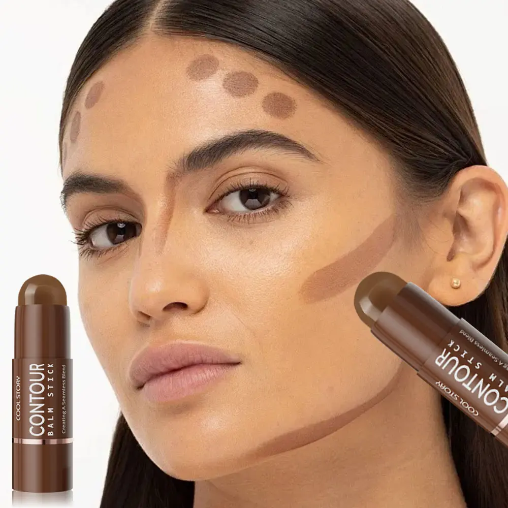 Face Contour Stick Match Stix Contour Highlighter Bronze V Face Sculpting Nose Shadow Rod Natural 3D Effect Suitable All Skin Types Long-Lasting Makeup Daily Holiday Enhancing Bronzer Balm Cream Contouring Sticks, Facial Contouring Makeup
