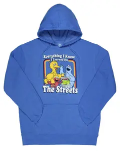 Sesame Street Men's Everything I Know Character Design Adult Pullover Sweatshirt Hoodie