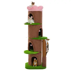 SEKKO CLAW Forest Cat Tree Tower with 4 Condos 68.5" Tall Cat Tower with Flower Top Bed &Thick Scratching Post  Large Heavy Duty Tree That Looks Like a Tree for Indoor & Multi-Cat Households furniture