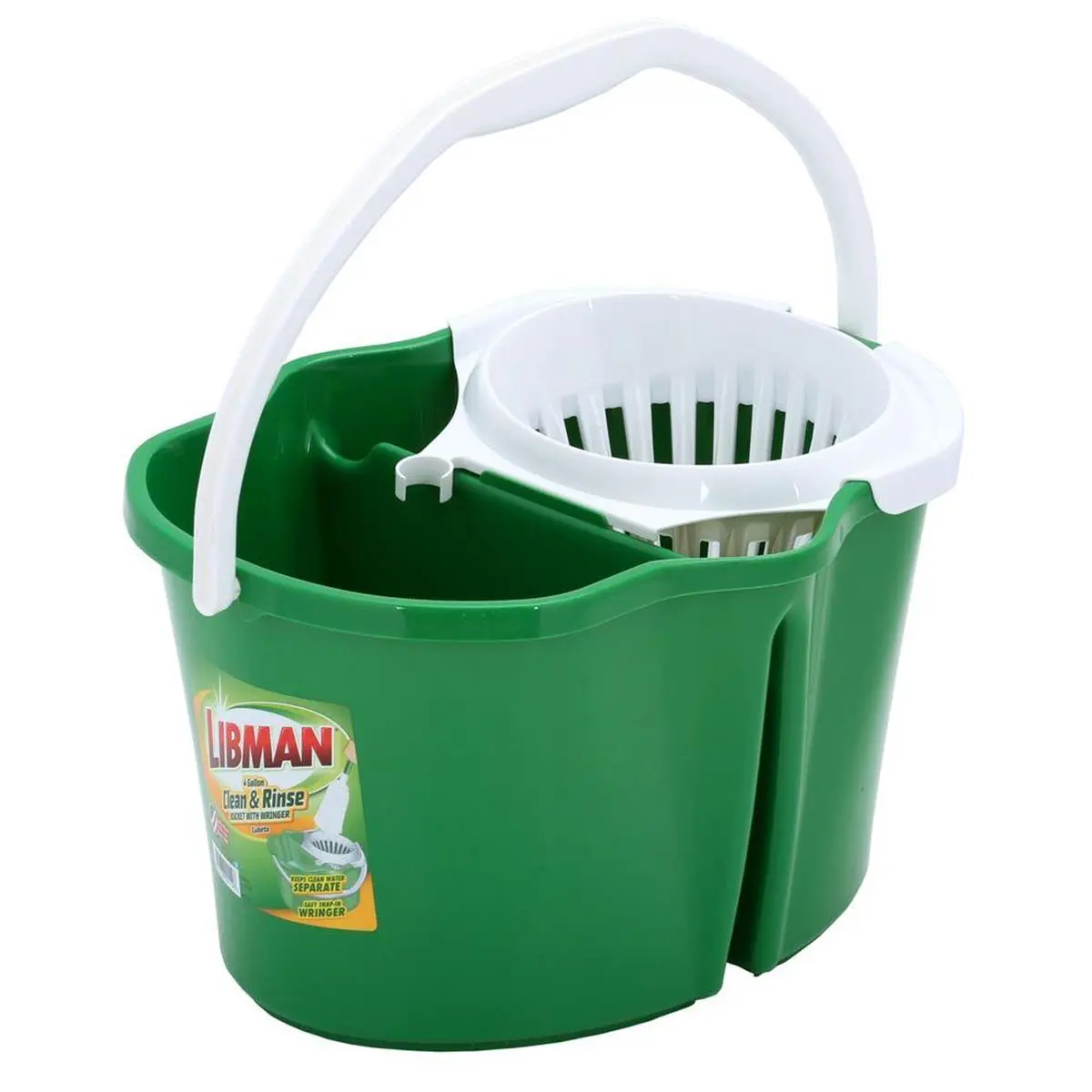 212 MAIN Lightweight Mop Bucket - 4 gal Heavy-Duty Polypropylene Bucket with Wringer, Handle, Portable Home Care Cleaning Supply for Clean & Rinse Tasks (2.5 lbs)