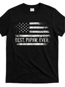 Best Papaw Ever American Flag Gifts Papaw Fathers Day T Shirt Same Style for Men and 2026 Summer Short-sleeved Printed T-shirt
