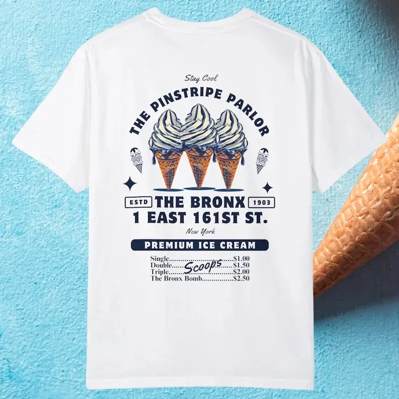 Pinstripe Parlor Shirt, Yanks Shirt, Ice Cream Shirt, Bronx Shirt, The Bronx New York, Baseball Shirt, New York Baseball, New York Shirt