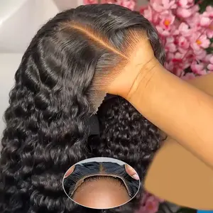 Bling Hair Deep Wave Glueless Wigs Human Hair Wig 6x4 Pre-Cut Curly Wave 5x5 Lace Closure Wigs 180% Density Ready Go Wigs For Woman
