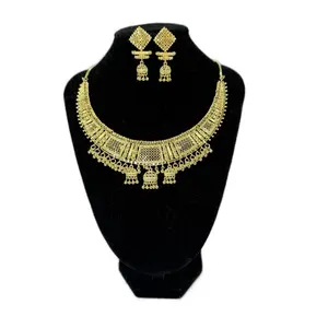 Indian Necklace Set with Earrings - Gold-Tone Decorative Jewelry Set for Indian Style Accessories