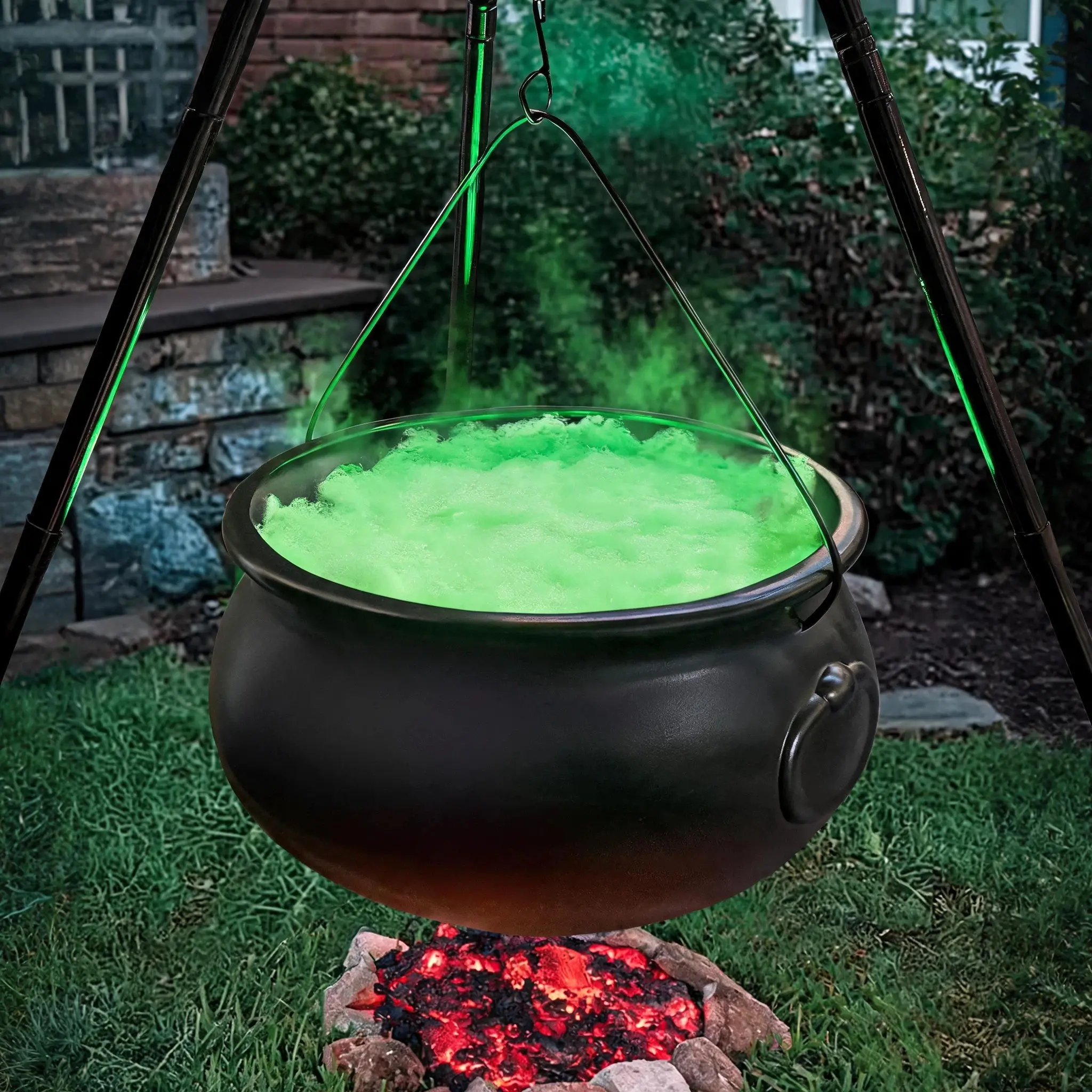Halloween Decorations Outside,Large Witches Cauldron on Tripod with String Lights & Fake Cotton,Indoor Outdoor Yard Lawn Home Party Halloween Decor