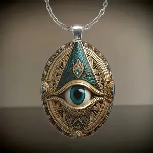 Eye and Eye Pattern Pendant Necklace