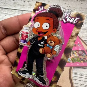 Peds Glitter Acrylic Badge Reel: Healthcare ID Clip