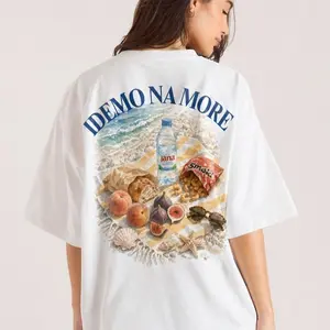 Idemo na More Shirt Balkan Summer Tee, Croatia Beach T-Shirt, Adriatic Vacation Shirt, Oversized Back Print Tee, Slavic Summer Outfit