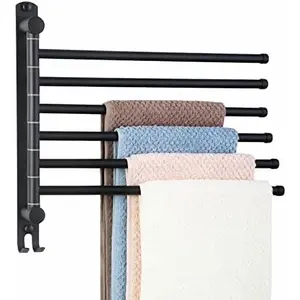 Space Saving Towel Rack Black Space Saving Towel Holder, Towel Rack Wall Mounted, Swivel Hand Towel Holder