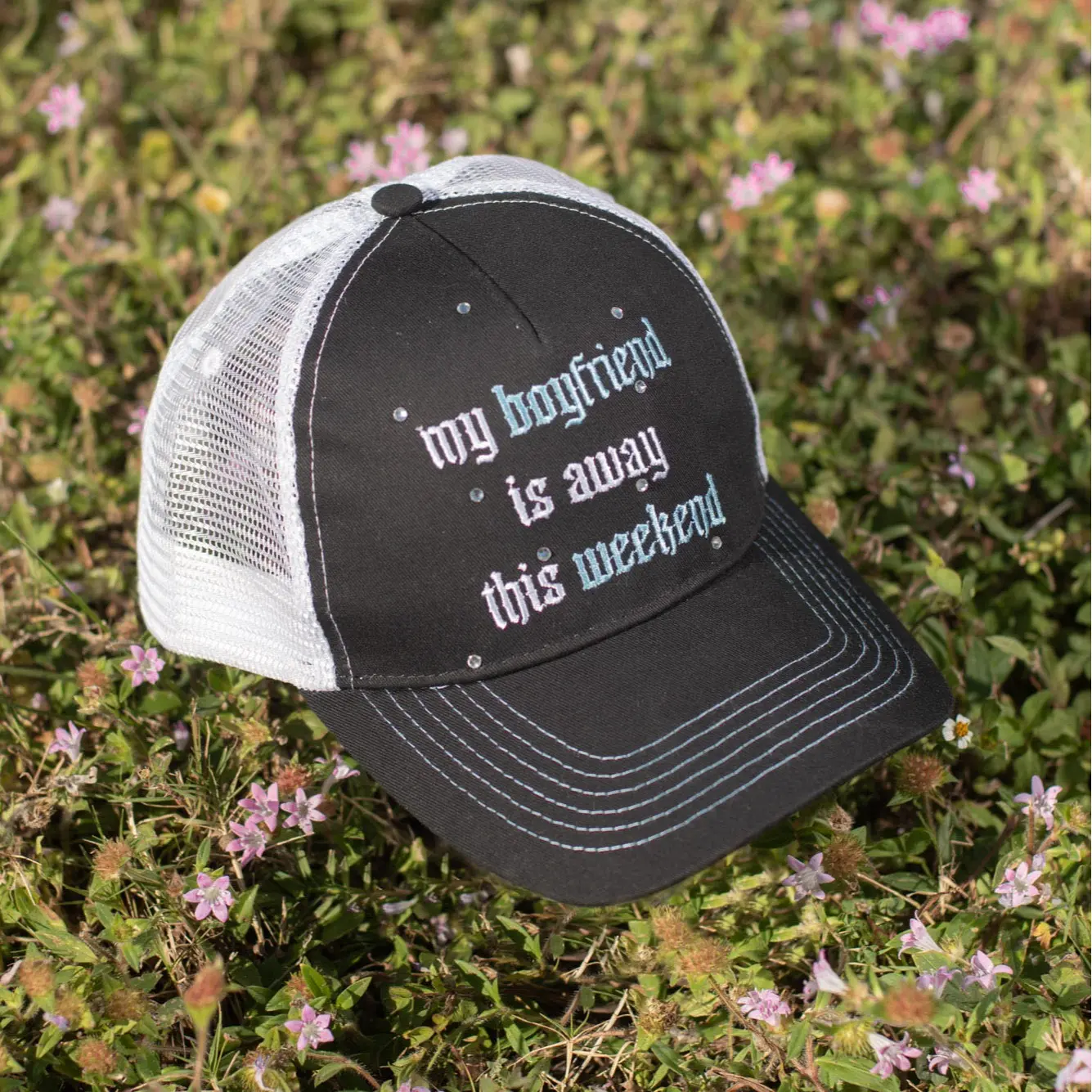 "My Boyfriend Is Away This Weekend" Trucker Hat
