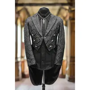 MONTE CRISTO TAILCOAT - BLACK EDWARDIAN BROCADE